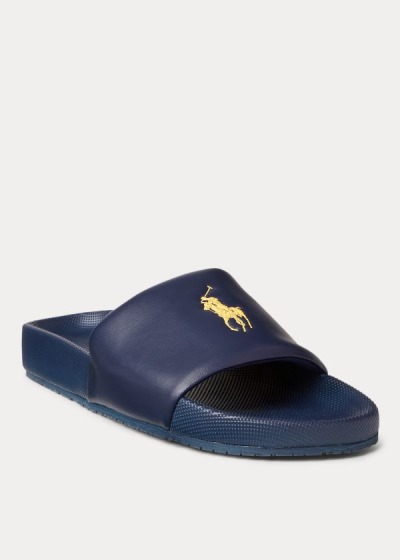 Sandalias Polo Ralph Lauren Hombre Azul Marino / Dorados - Cayson Pony Slide - FXBHZ2795